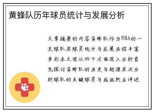 黄蜂队历年球员统计与发展分析
